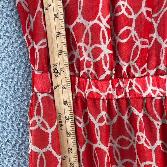 Banana Republic Dress Women 2 Red Maxi Blouson Sundress Pleats Sleeveless Strap* - Picture 7 of 12